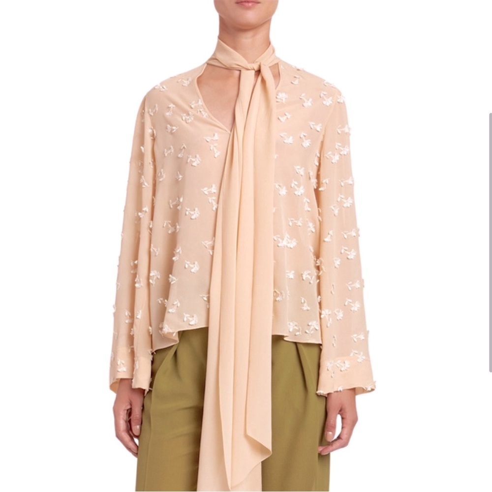 Chloe Guipure Lace & Georgette
Long-Sleeve Top